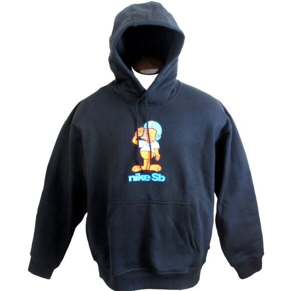 Nike SB Men's Fleece Football Logo Skate Hoodie Black Orange Blue Size Large NWT - Picture 1 of 5